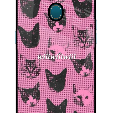 Pink Cats Oppo A7/A5s/A12 Glass Case Back Cover by Casekaro