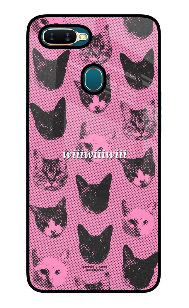 Pink Cats Oppo A7/A5s/A12 Glass Case Back Cover by Casekaro
