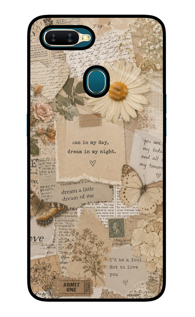 Vintage case Oppo A7/A5s/A12 Glass Case Back Cover by Casekaro