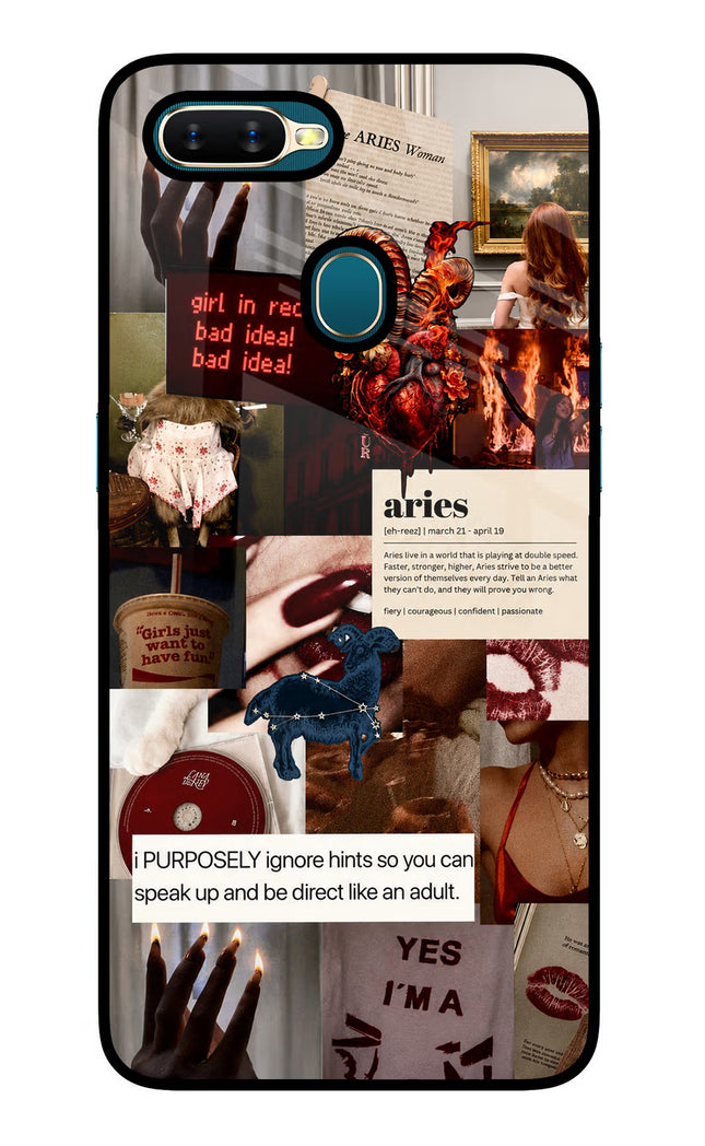 Zodiac Aries Oppo A7/A5s/A12 Glass Case Back Cover by Casekaro