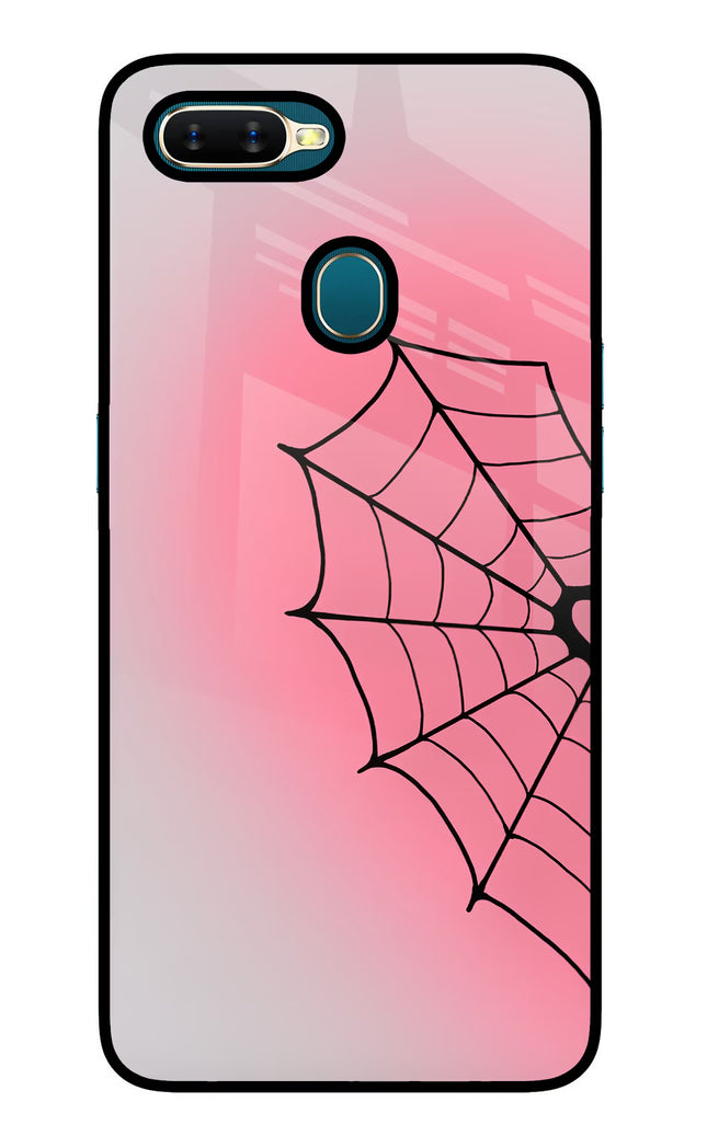 Pink Web Oppo A7/A5s/A12 Glass Case Back Cover by Casekaro