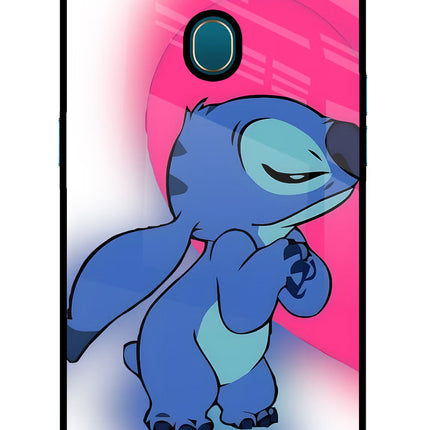 Stitch Hug Oppo A7/A5s/A12 Glass Case Back Cover by Casekaro