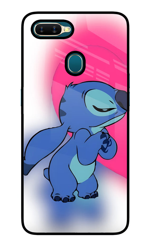 Stitch Hug Oppo A7/A5s/A12 Glass Case Back Cover by Casekaro