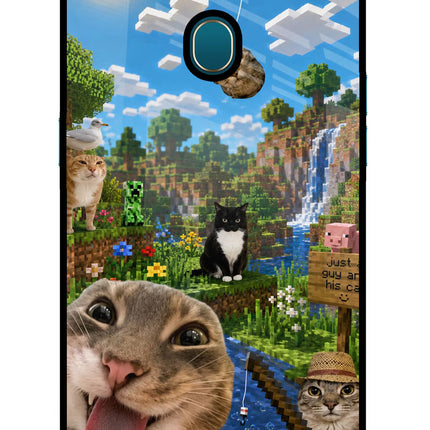 Minecraft Cat Chaos Oppo A7/A5s/A12 Glass Case Back Cover by Casekaro