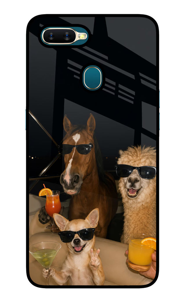 Party Squad Oppo A7/A5s/A12 Glass Case Back Cover by Casekaro