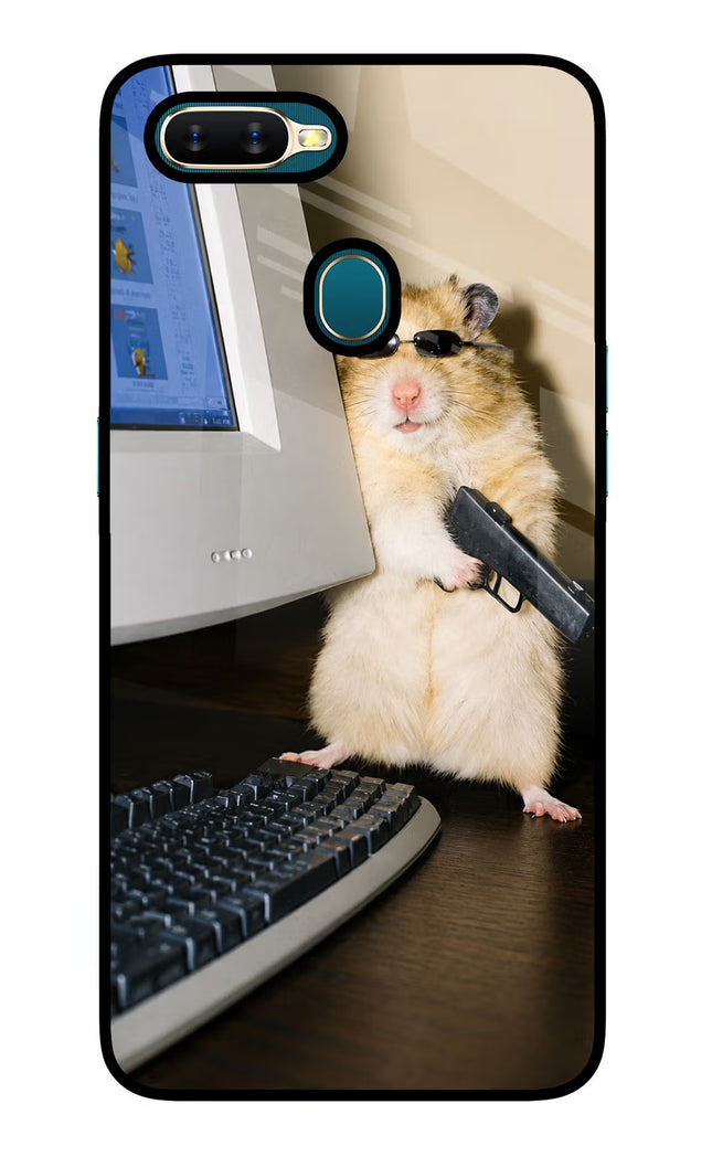 Hacker Hamster Oppo A7/A5s/A12 Glass Case Back Cover by Casekaro