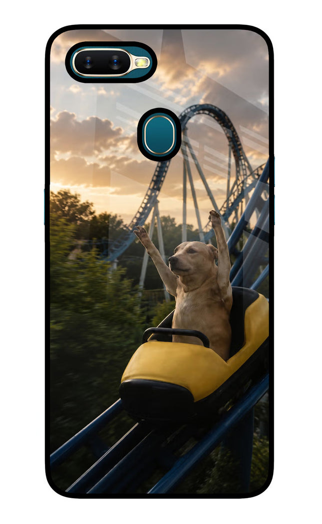 Rollercoaster Dog Oppo A7/A5s/A12 Glass Case Back Cover by Casekaro