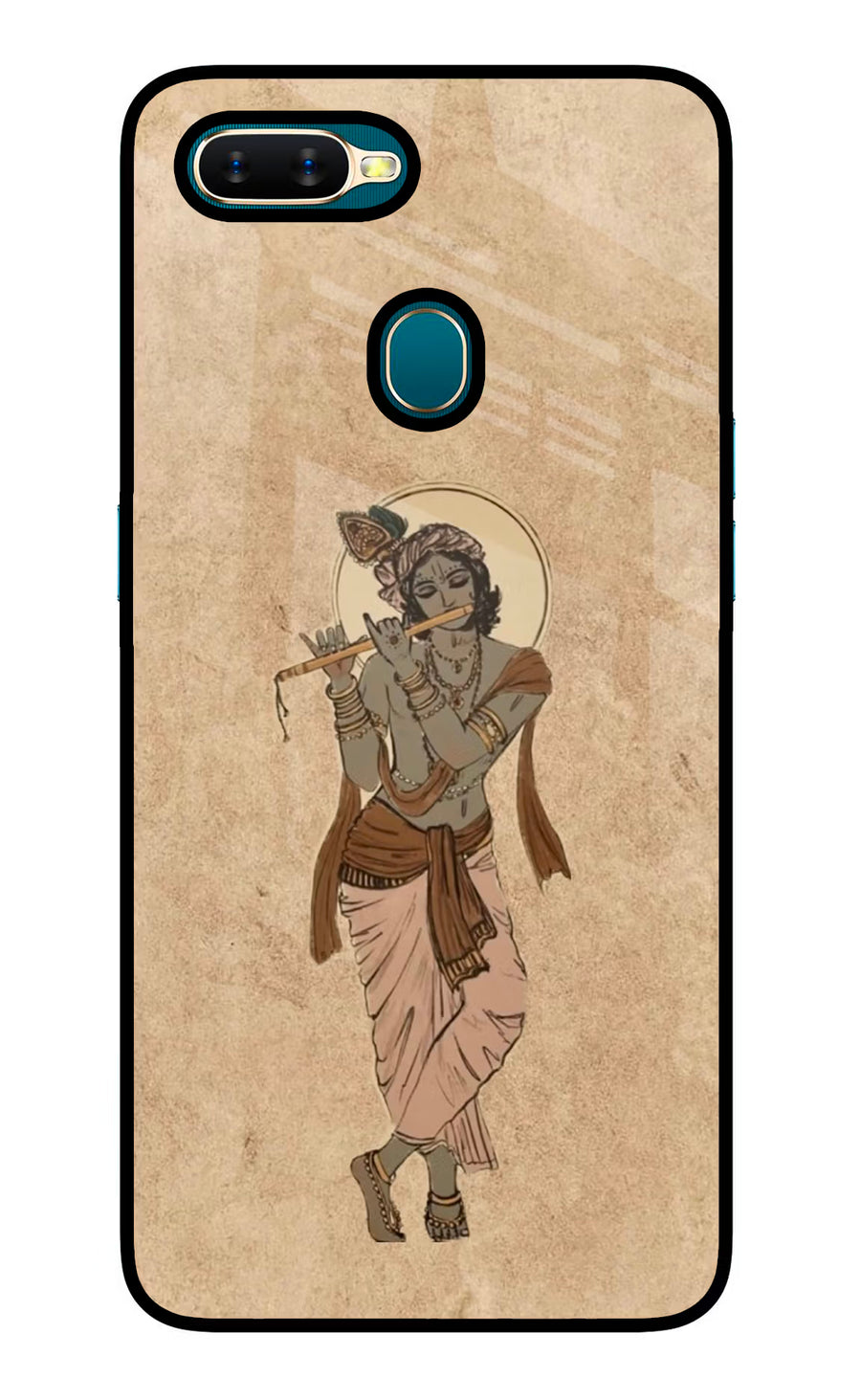 Krishna Oppo A7/A5s/A12 Back Cover, Glass case