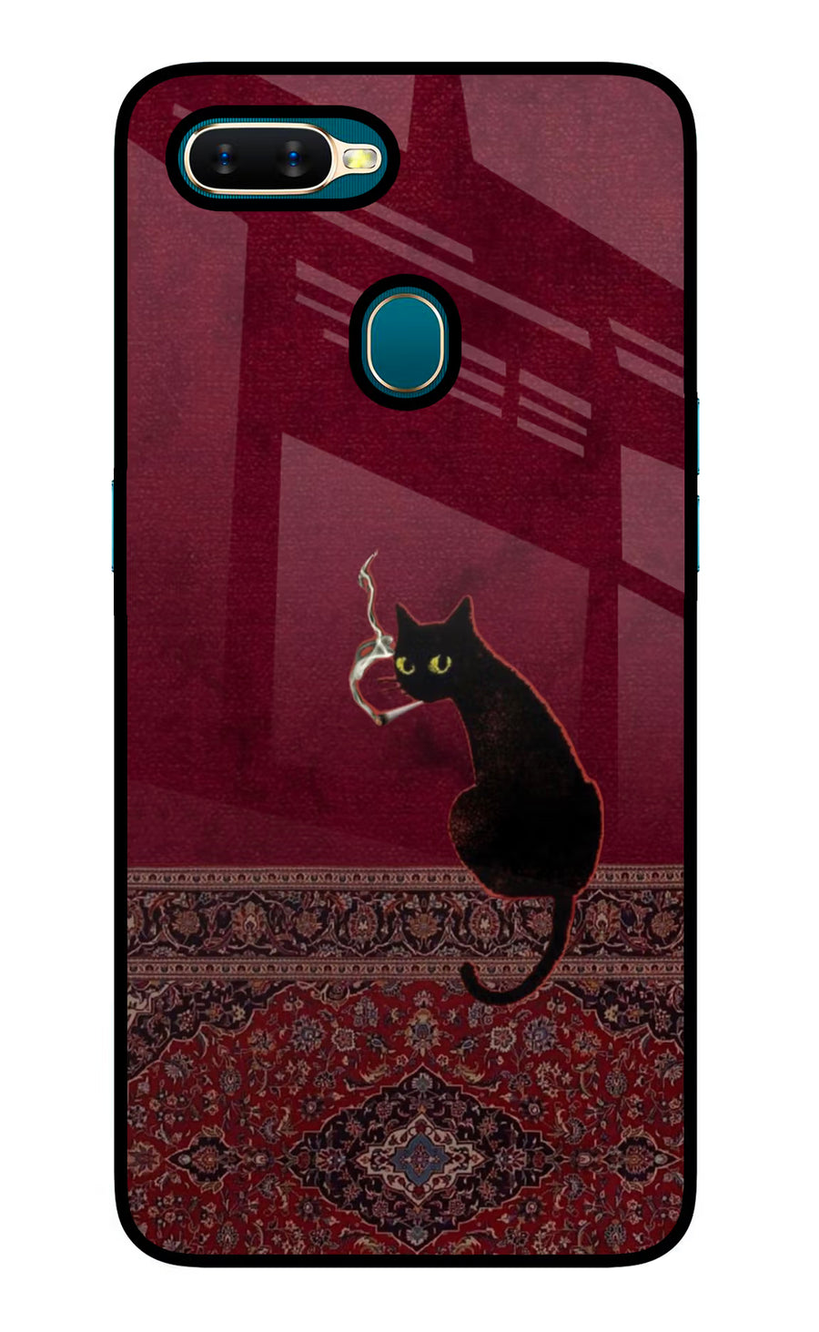 Midnight Cat Oppo A7/A5s/A12 Back Cover, Glass case