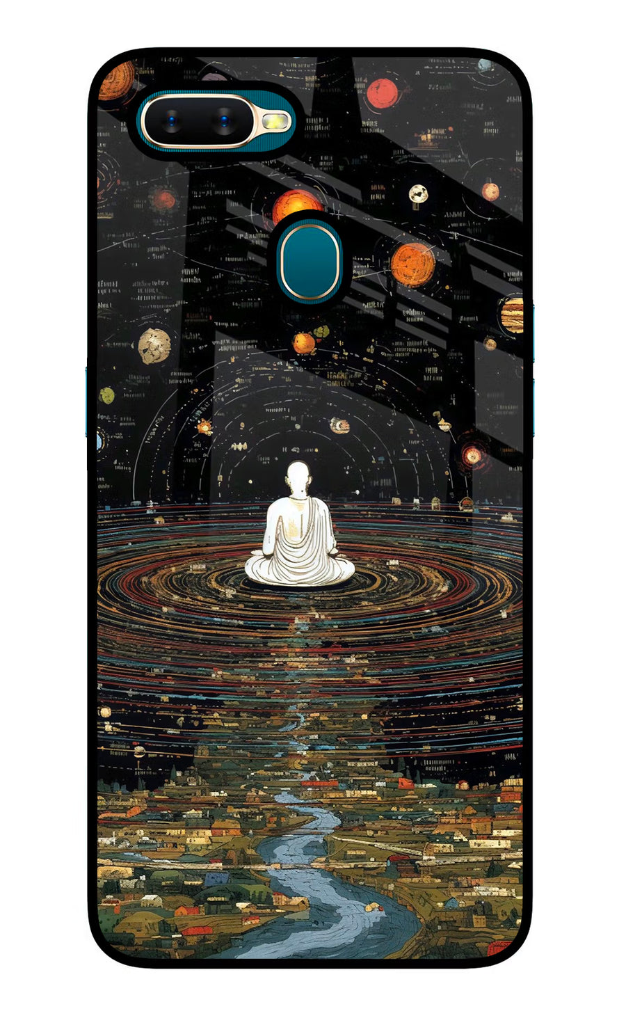 Space Monk Oppo A7/A5s/A12 Back Cover, Glass case