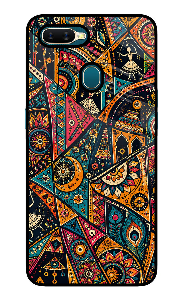 Folk Print Oppo A7/A5s/A12 Glass Case