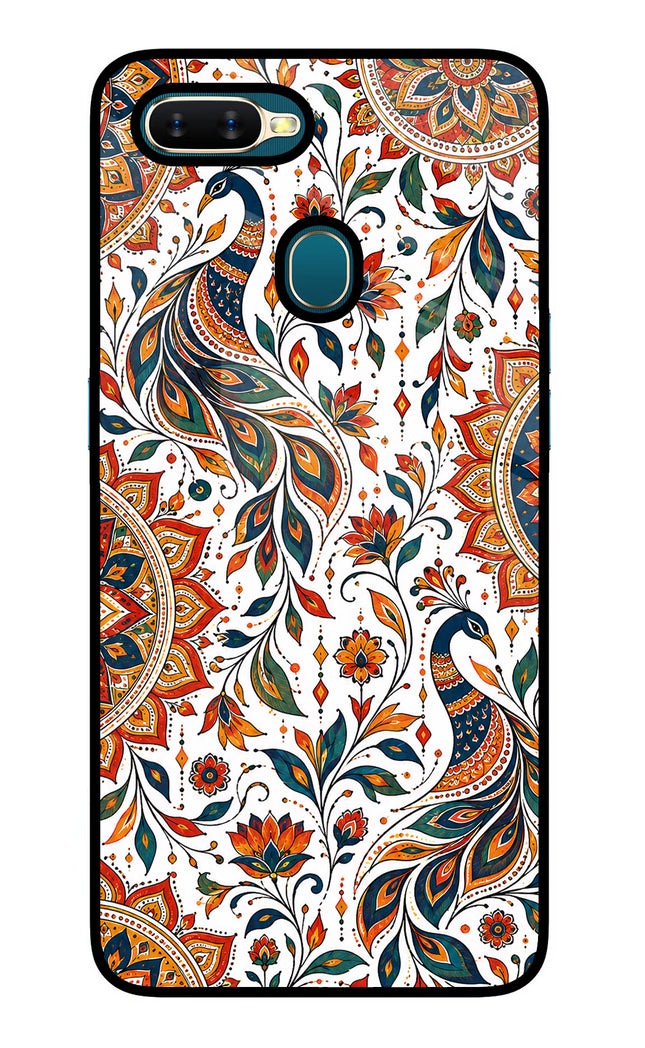 White Mayura Oppo A7/A5s/A12 Glass Case