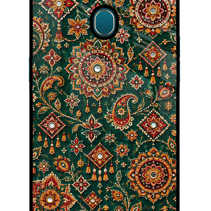 Green Pataka Oppo A7/A5s/A12 Glass Case