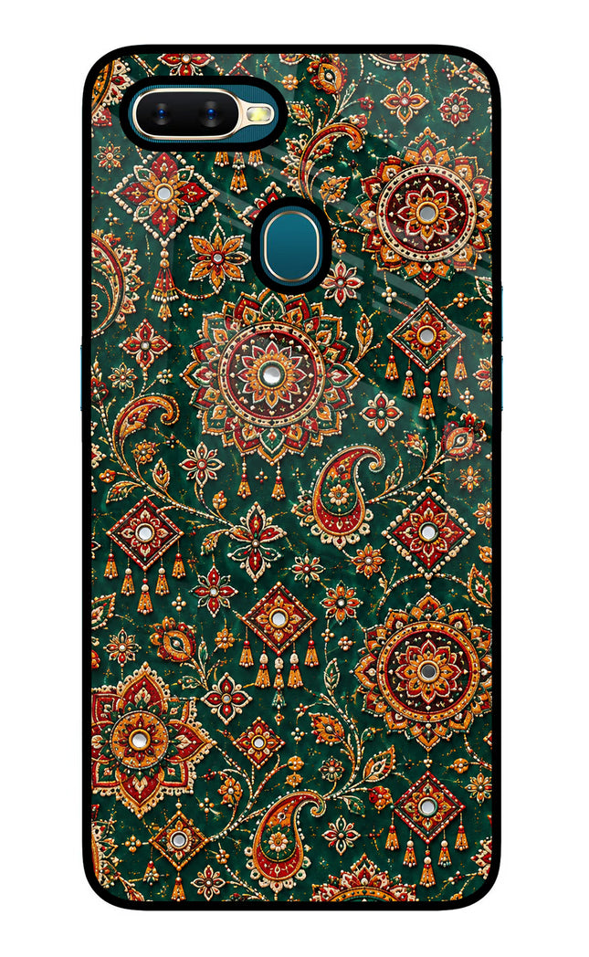 Green Pataka Oppo A7/A5s/A12 Glass Case
