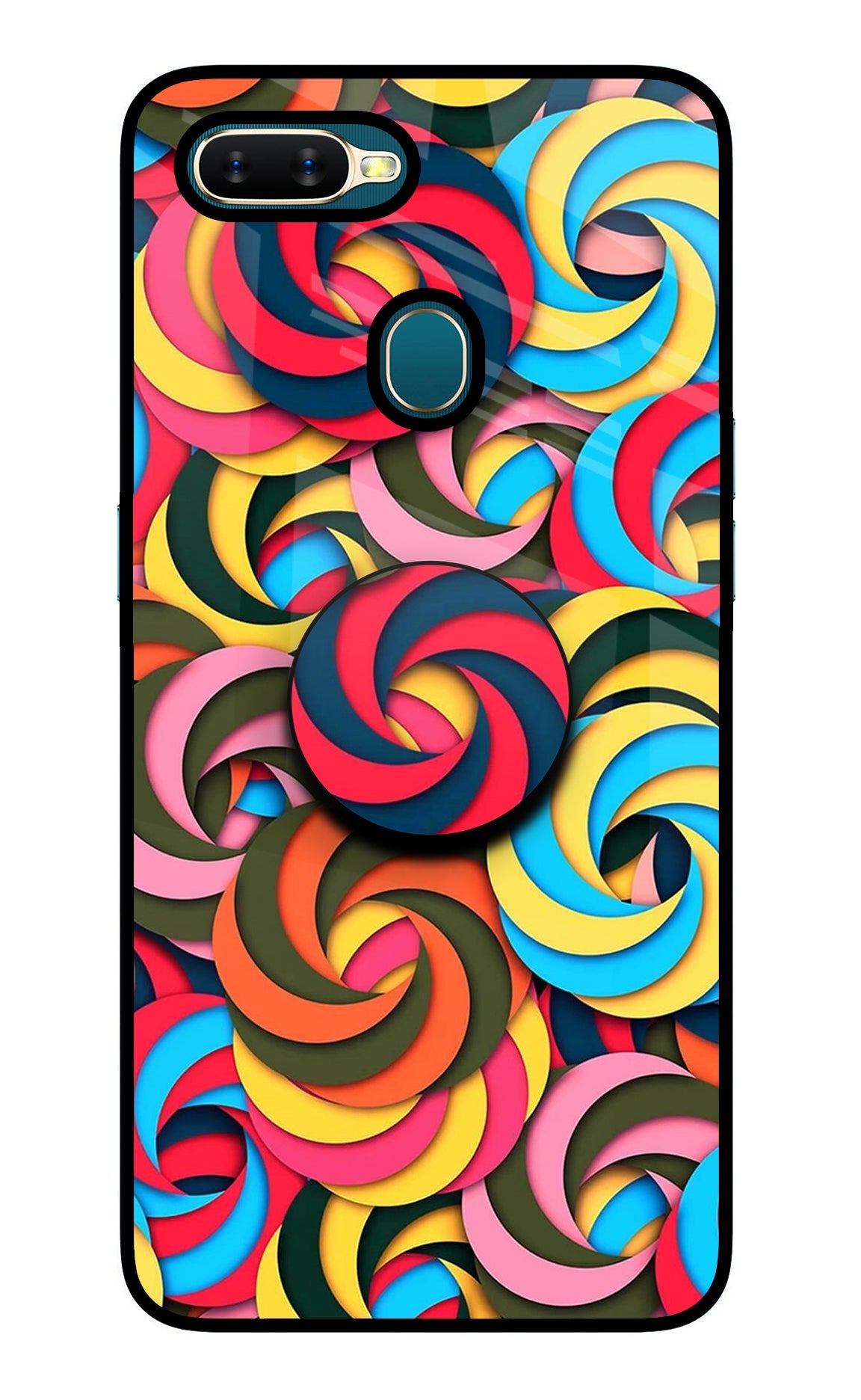 Spiral Pattern Oppo A7/A5s/A12 Glass Case