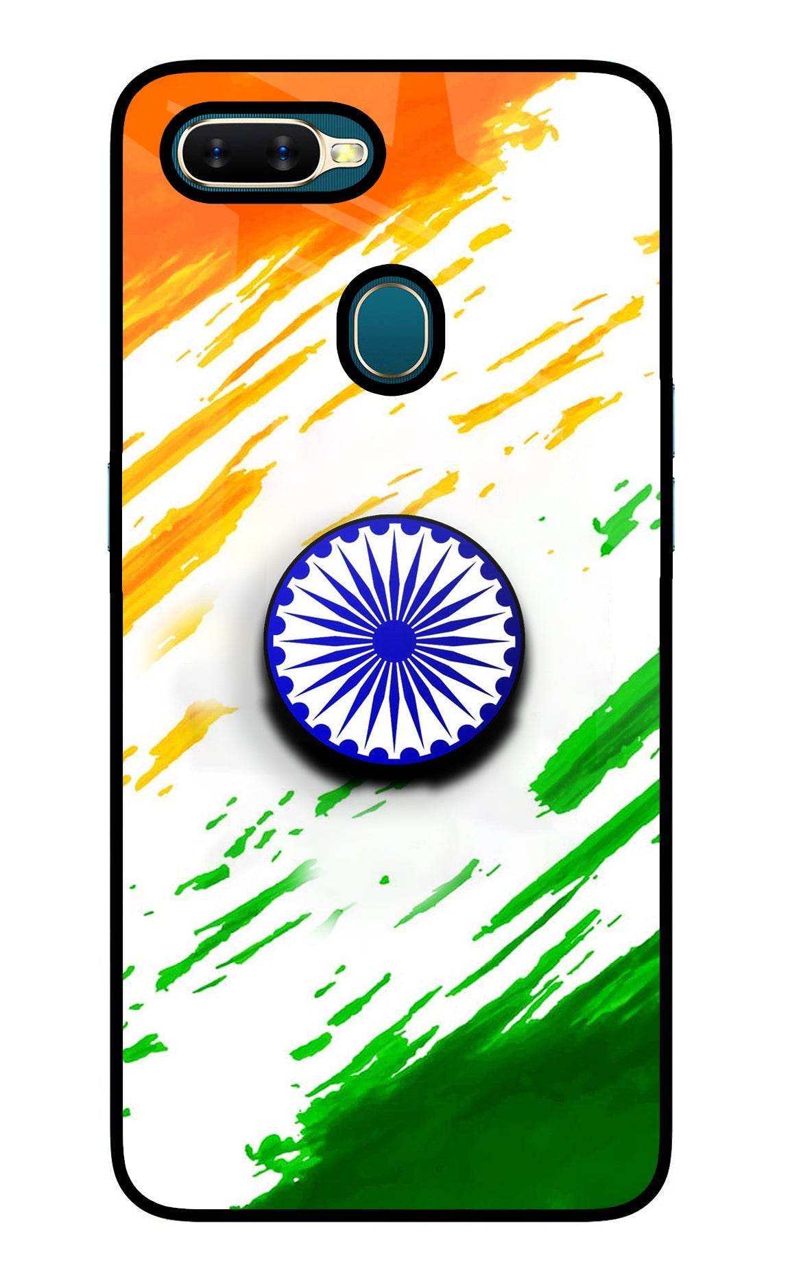 Indian Flag Ashoka Chakra Oppo A7/A5s/A12 Glass Case