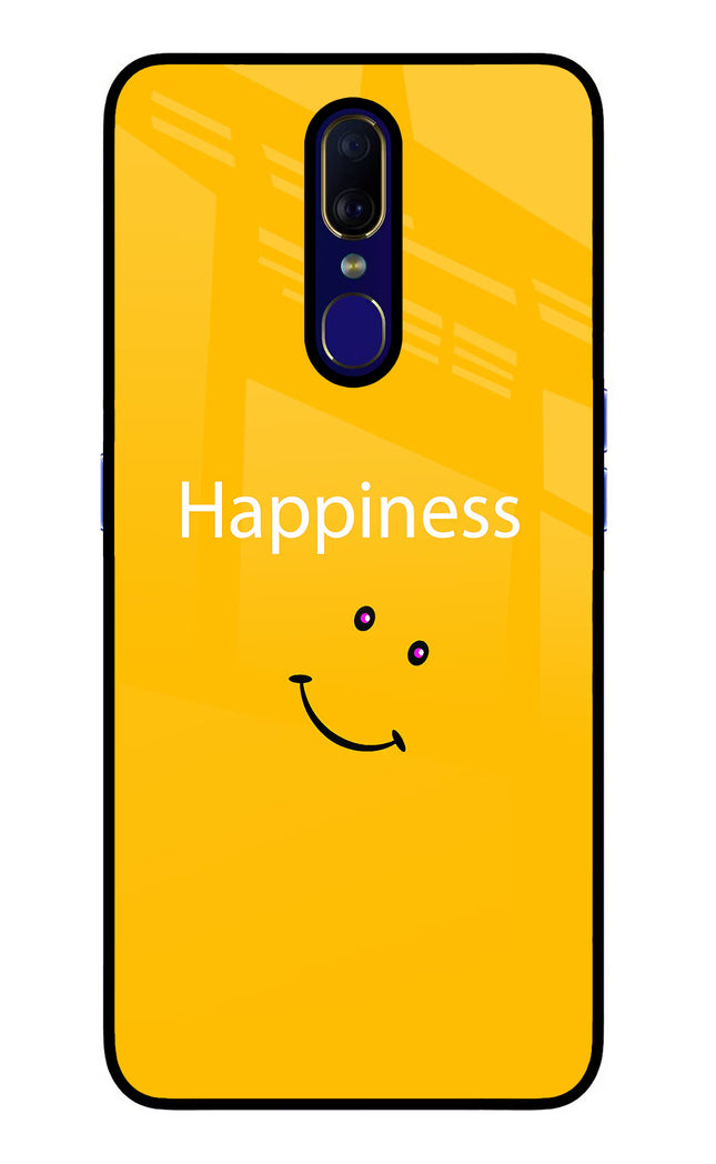 Happiness With Smiley Oppo F11 Glass Case Back Cover by Casekaro