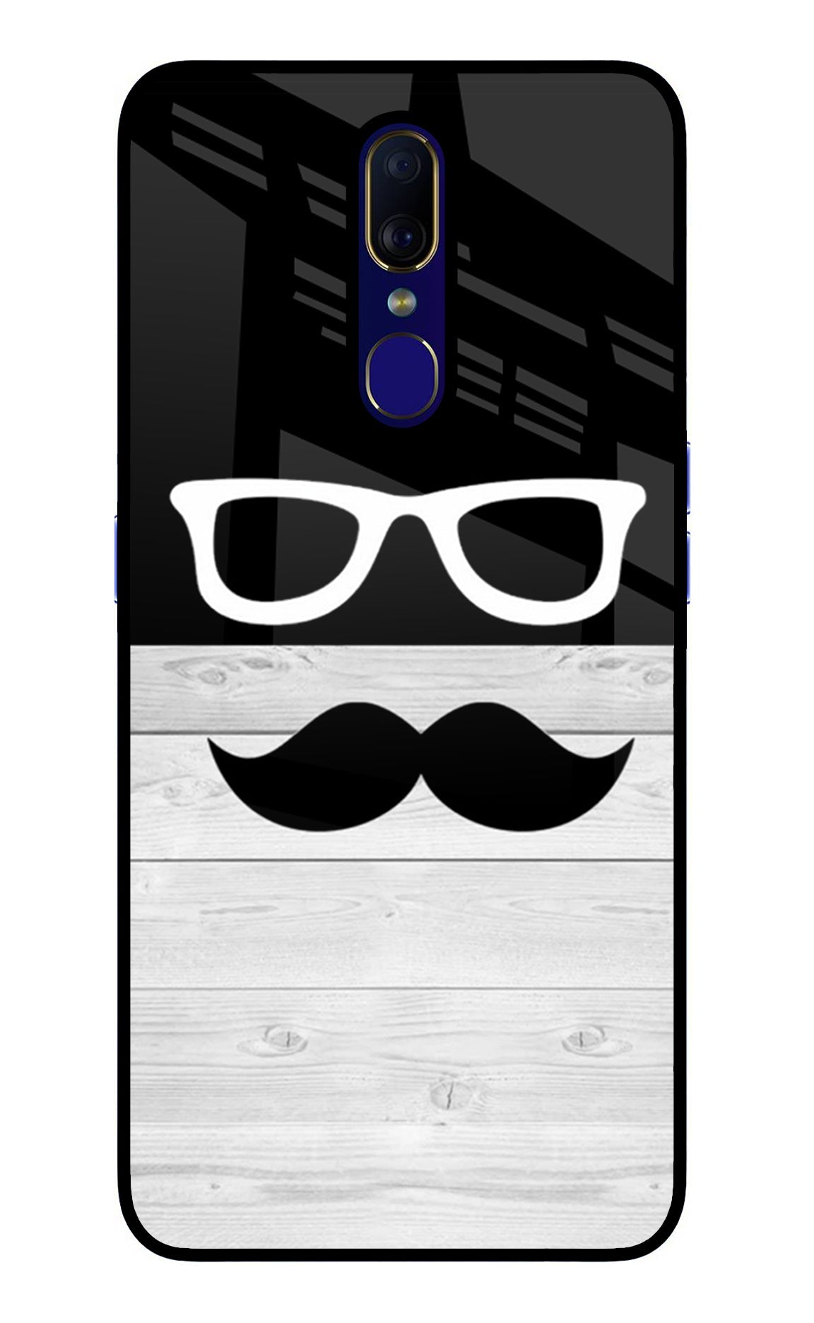 Mustache Oppo F11 Glass Case