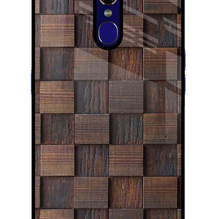 Wooden Cube Design Oppo F11 Glass Case Back Cover by Casekaro