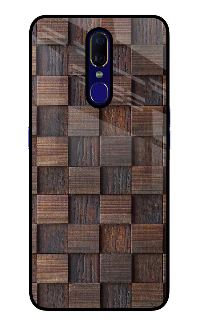 Wooden Cube Design Oppo F11 Glass Case Back Cover by Casekaro
