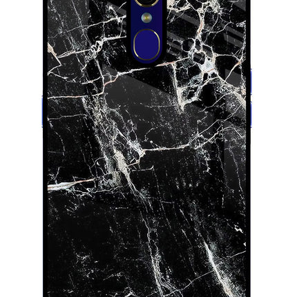 Black Marble Texture Oppo F11 Glass Case Back Cover by Casekaro