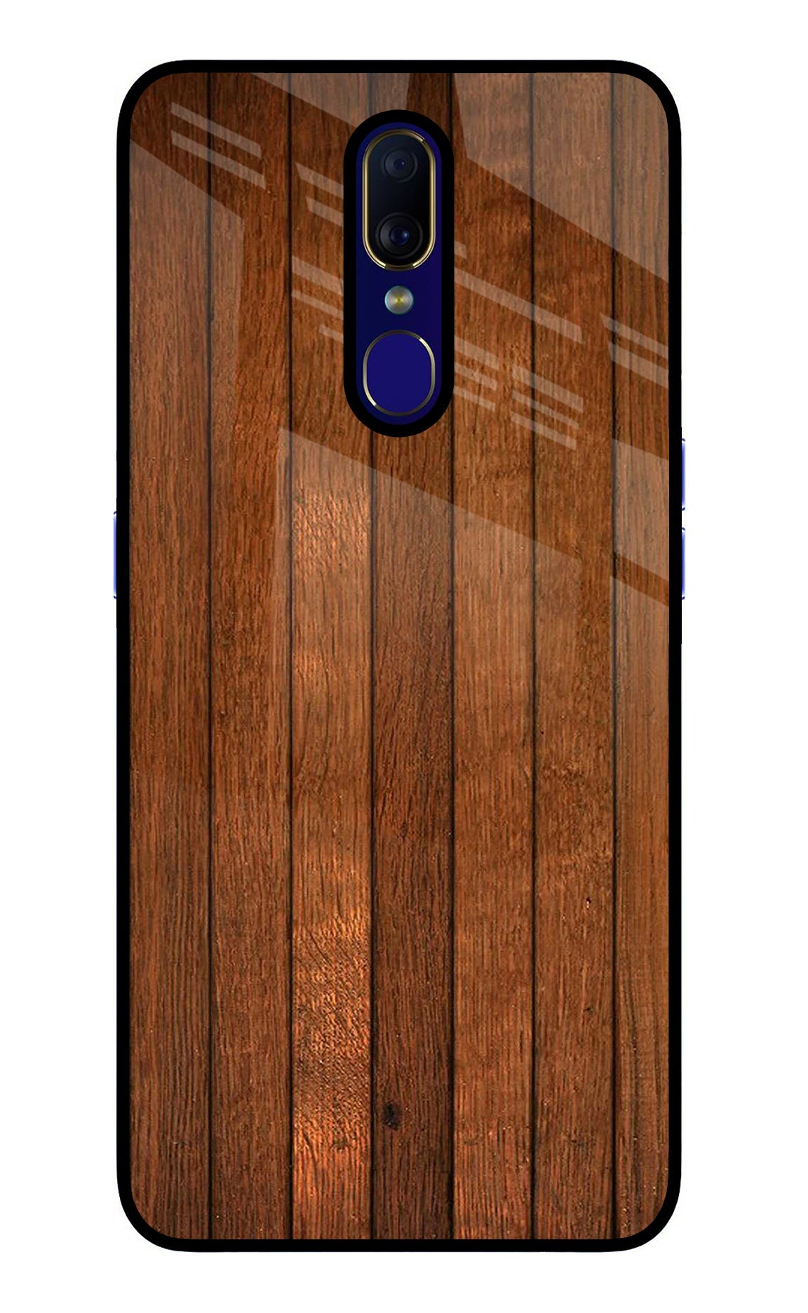 Wooden Artwork Bands Oppo F11 Glass Case