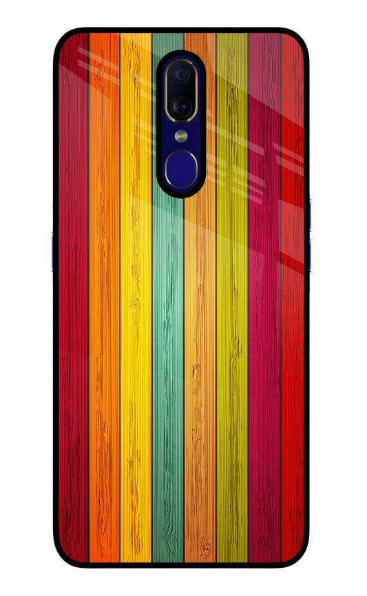Multicolor Wooden Oppo F11 Glass Case
