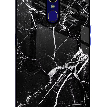 Black Marble Pattern Oppo F11 Glass Case Back Cover by Casekaro