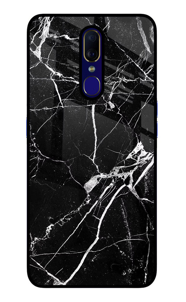 Black Marble Pattern Oppo F11 Glass Case Back Cover by Casekaro
