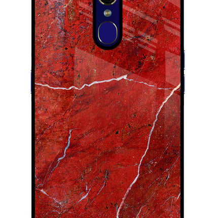 Red Marble Design Oppo F11 Glass Case Back Cover by Casekaro