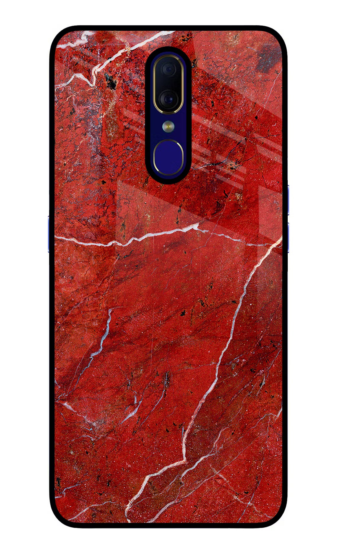 Red Marble Design Oppo F11 Glass Case Back Cover by Casekaro