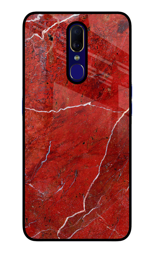 Red Marble Design Oppo F11 Glass Case Back Cover by Casekaro