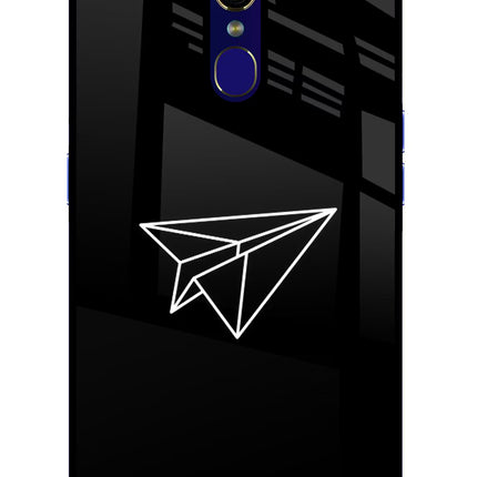 Paper Plane White Oppo F11 Glass Case Back Cover by Casekaro