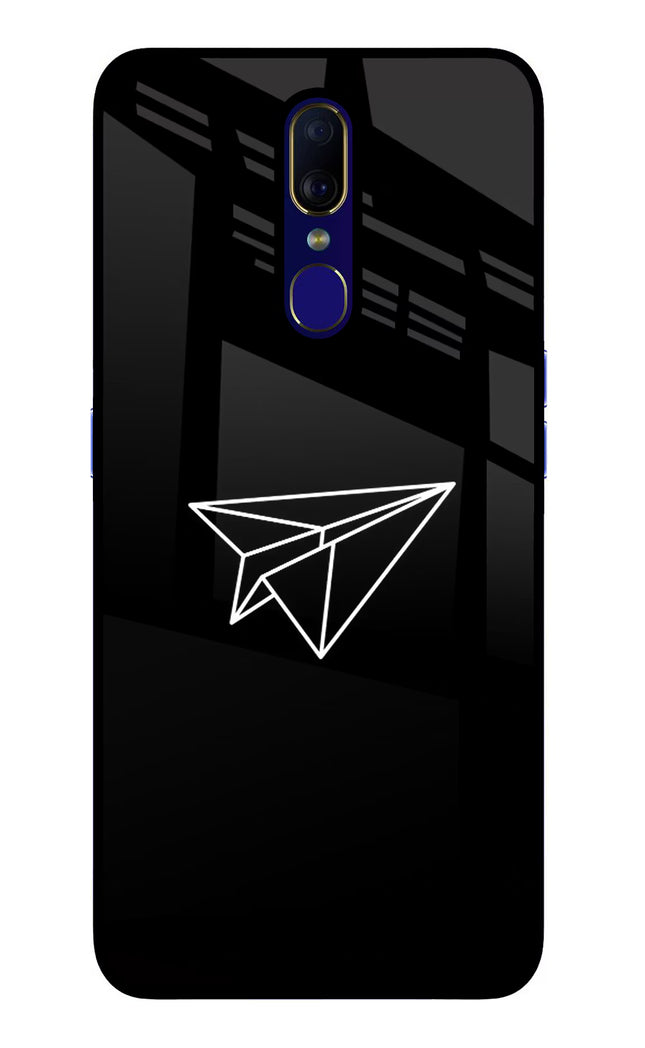 Paper Plane White Oppo F11 Glass Case Back Cover by Casekaro