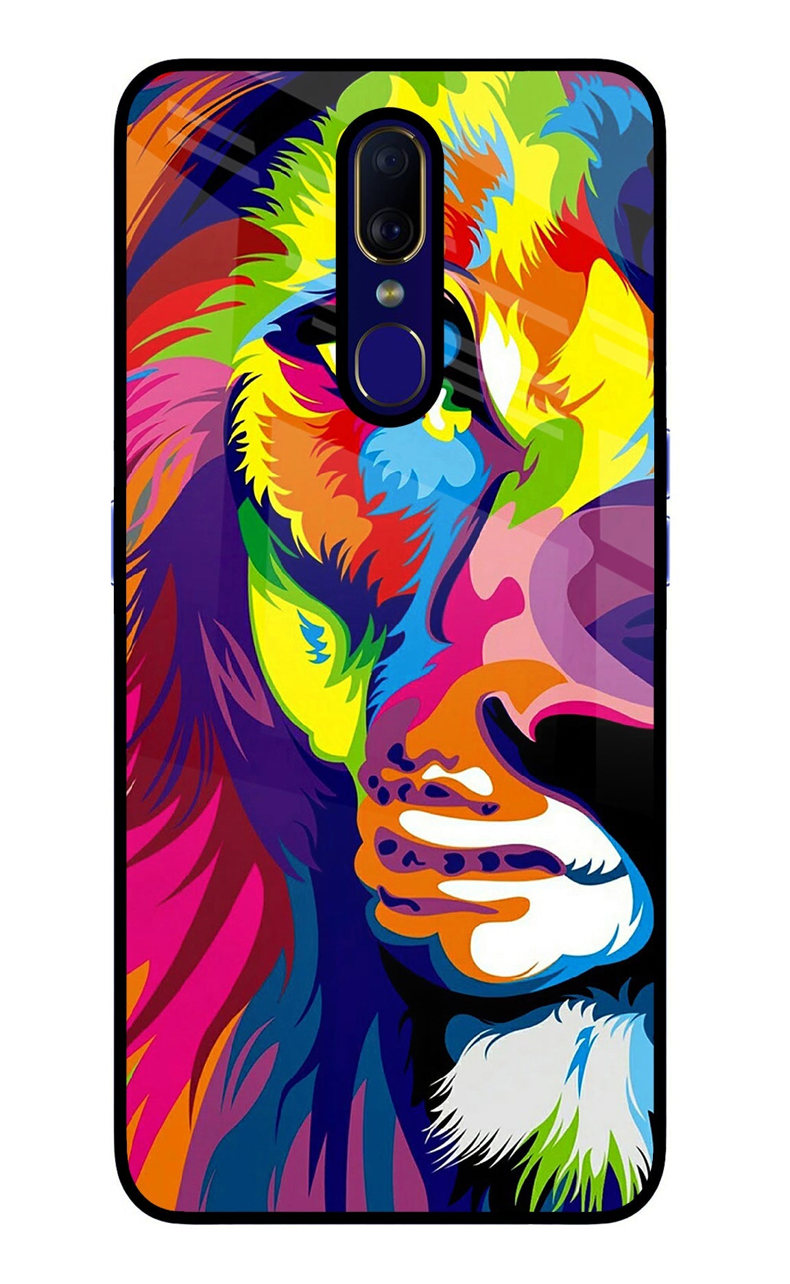 Lion Half Face Oppo F11 Glass Case