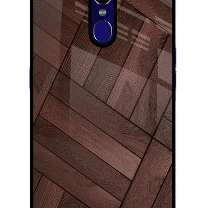 Wooden Texture Design Oppo F11 Glass Case Back Cover by Casekaro