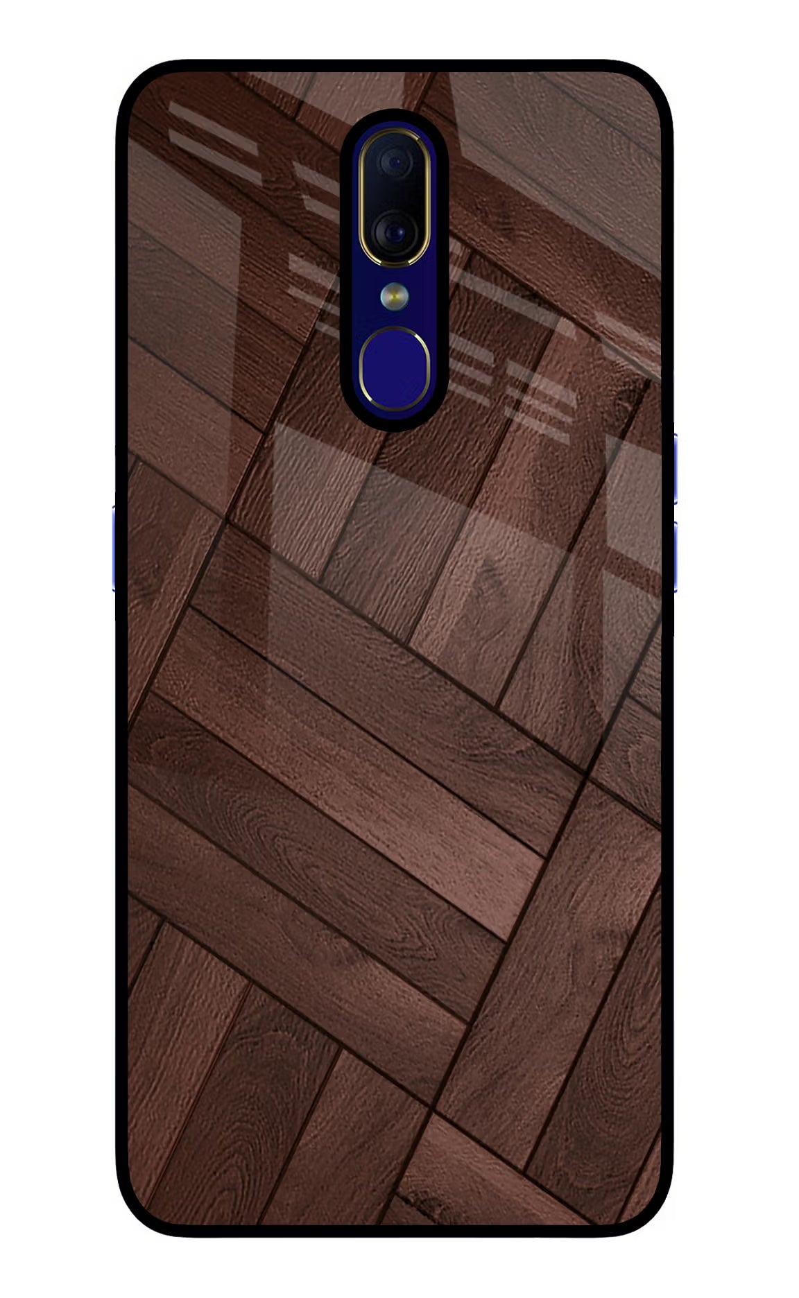 Wooden Texture Design Oppo F11 Glass Case Back Cover by Casekaro