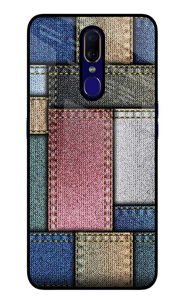 Multicolor Jeans Oppo F11 Glass Case Back Cover by Casekaro