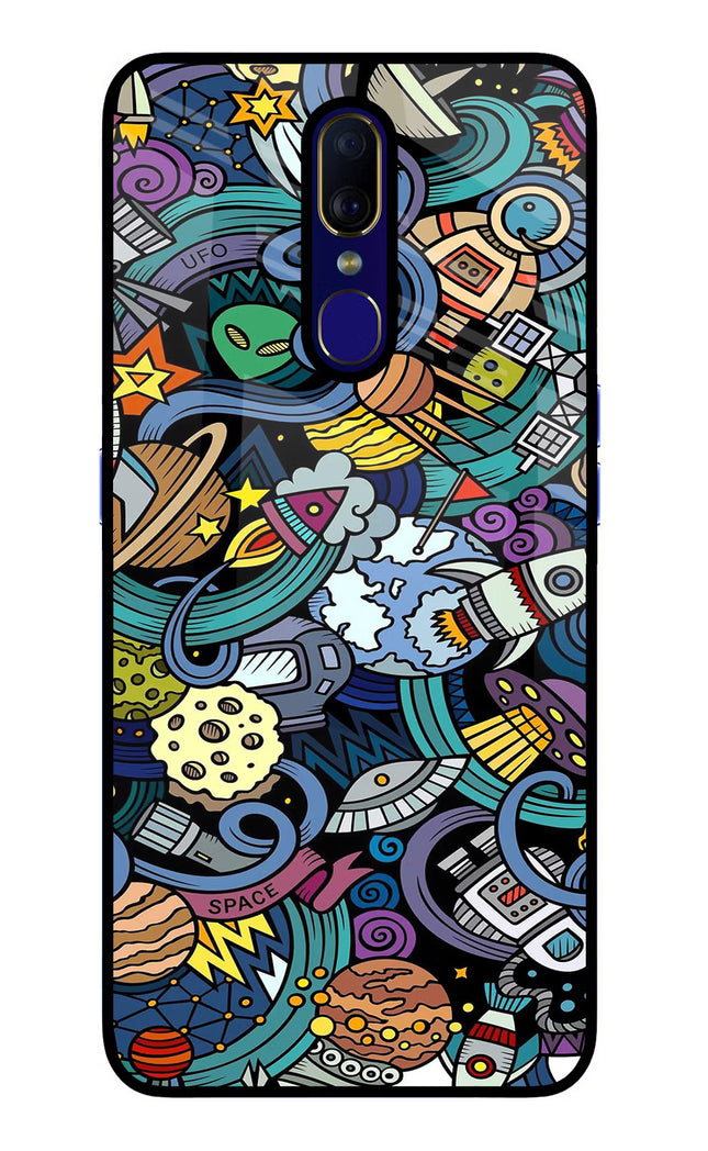 Space Abstract Oppo F11 Glass Case Back Cover by Casekaro