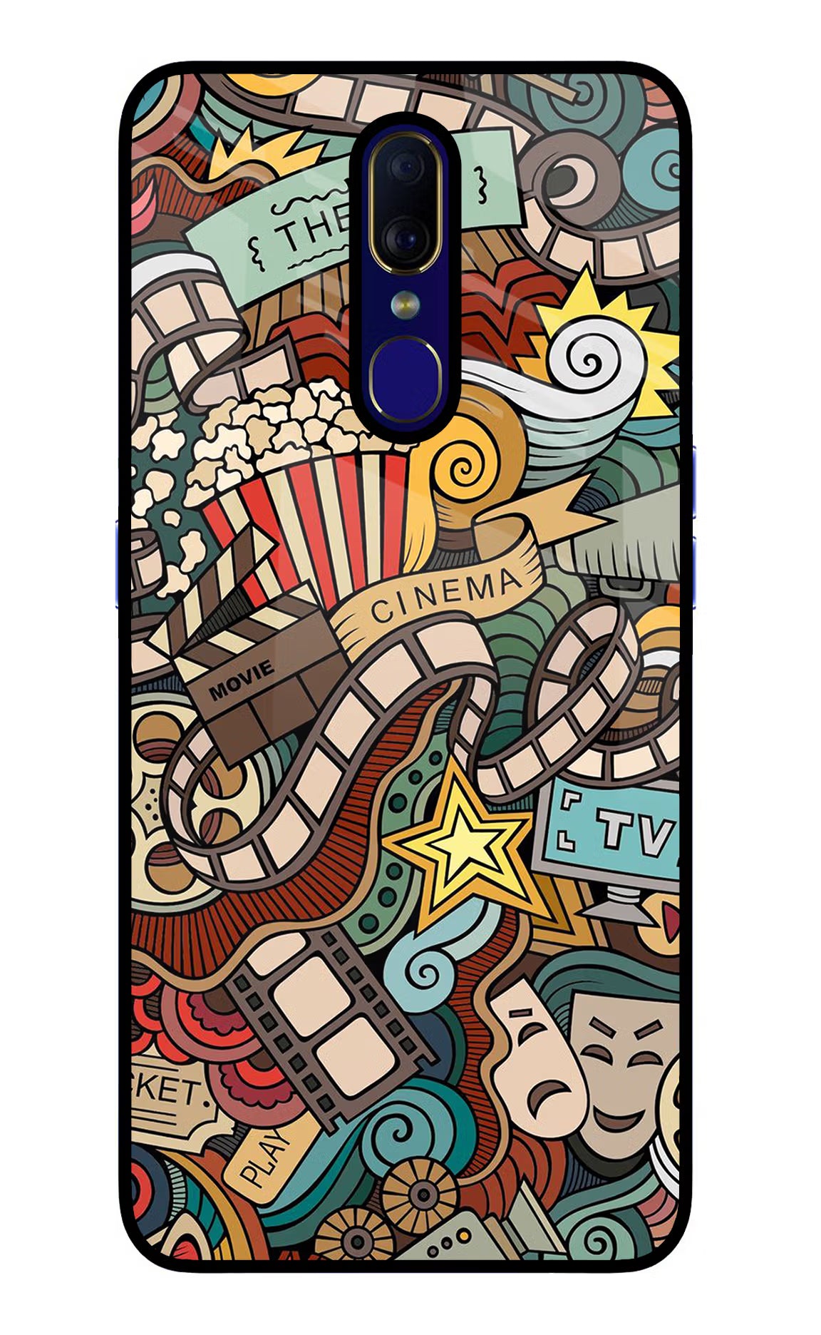 Cinema Abstract Oppo F11 Glass Case Back Cover by Casekaro