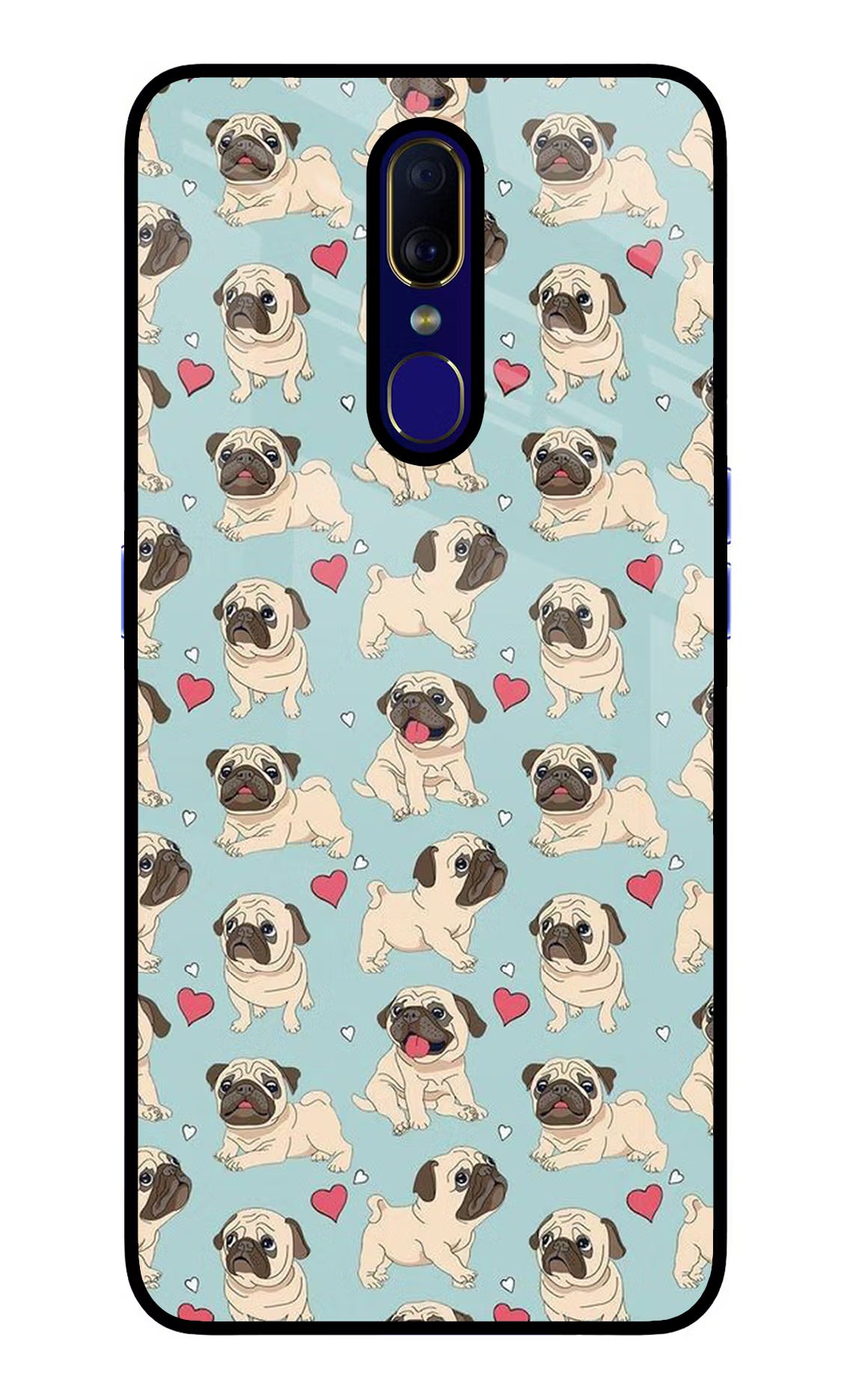 Pug Dog Oppo F11 Glass Case Back Cover by Casekaro