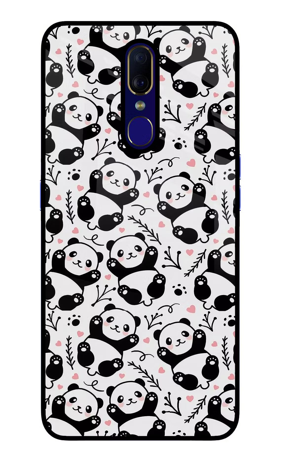 Cute Panda Oppo F11 Glass Case Back Cover by Casekaro