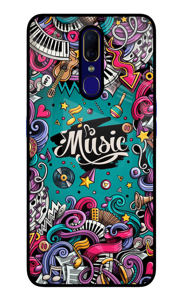Music Graffiti Oppo F11 Glass Case Back Cover by Casekaro