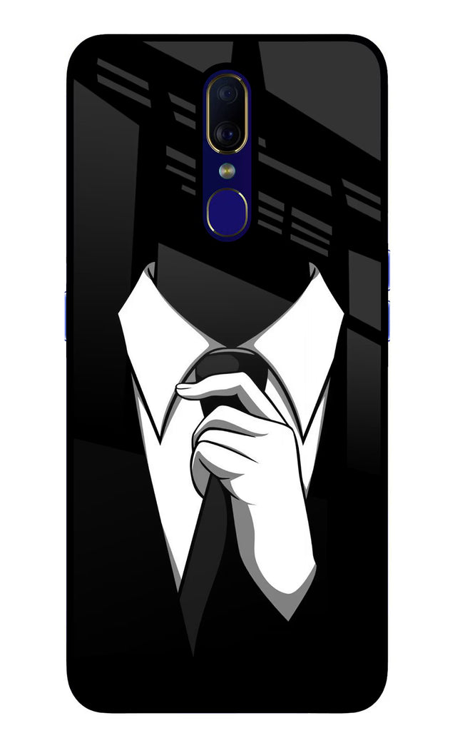 Black Tie Oppo F11 Glass Case Back Cover by Casekaro