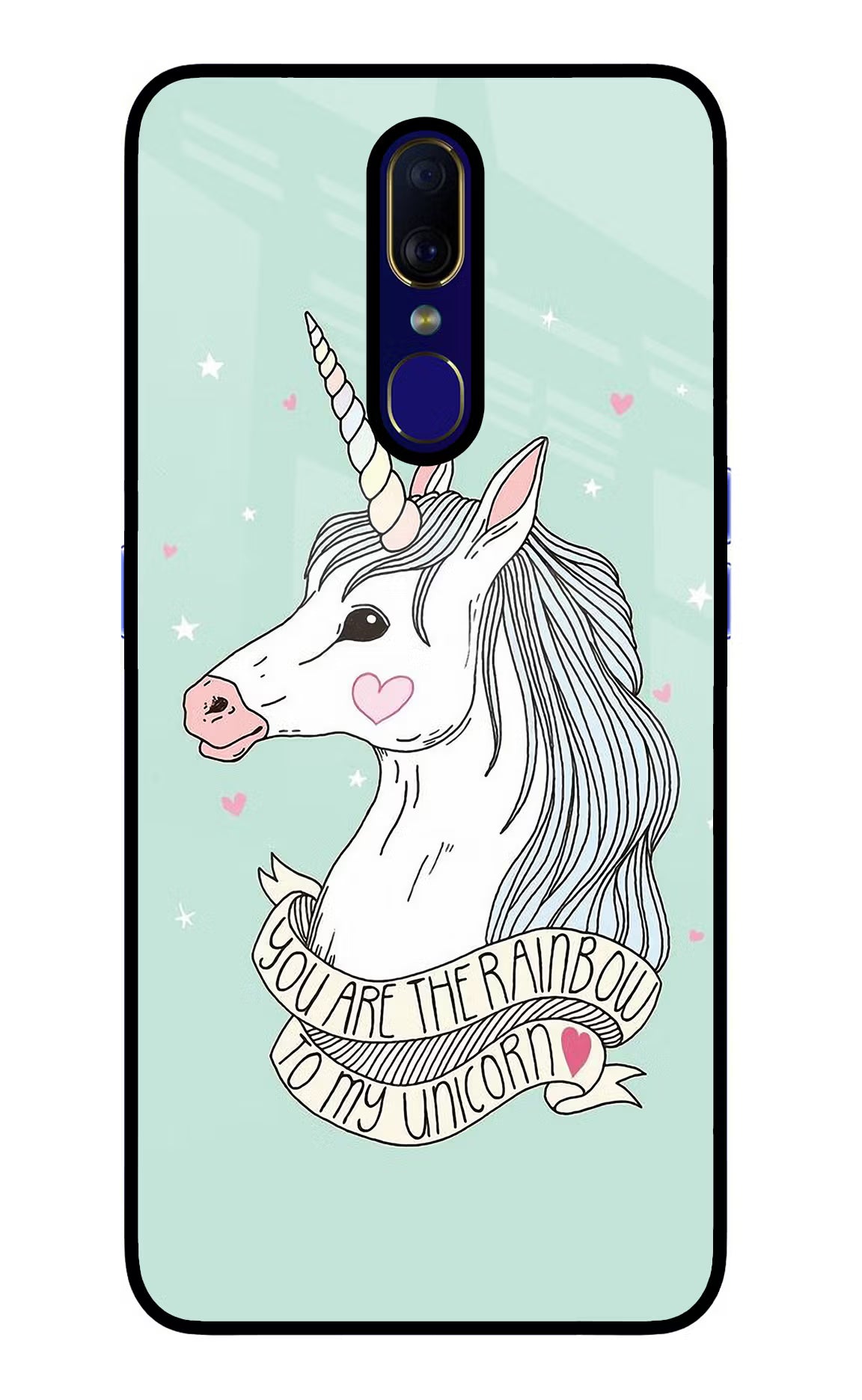 Unicorn Wallpaper Oppo F11 Glass Case Back Cover by Casekaro