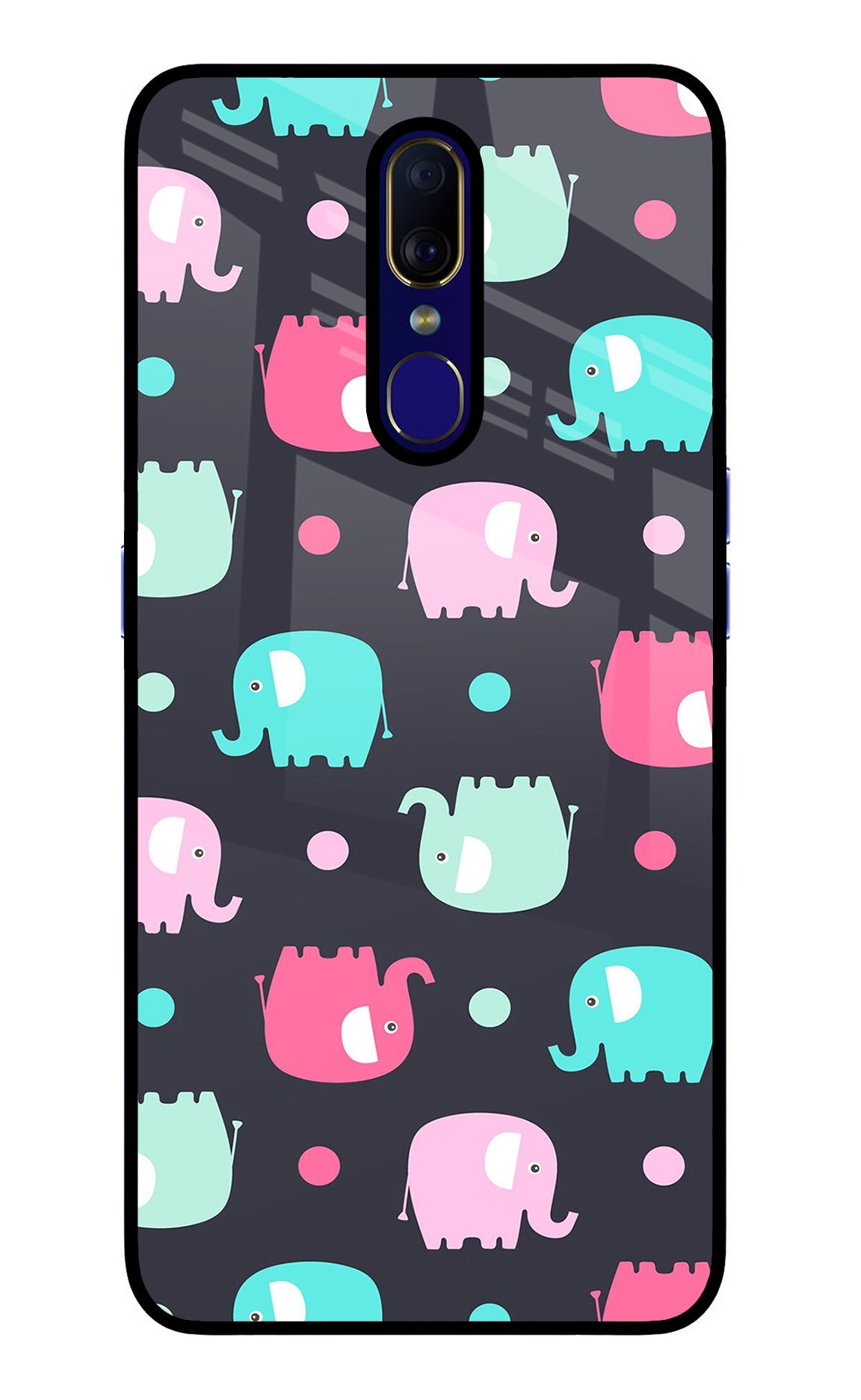 Elephants Oppo F11 Glass Case