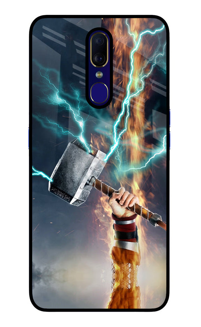 Thor Hammer Mjolnir Oppo F11 Glass Case Back Cover by Casekaro
