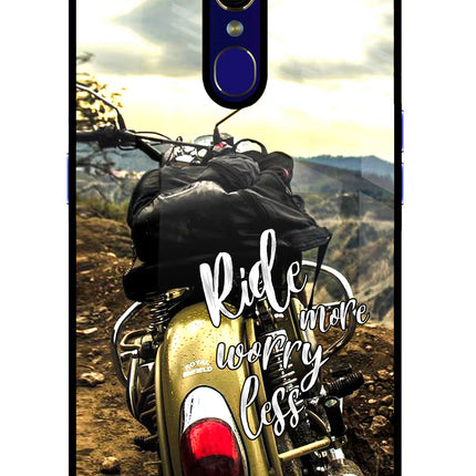 Ride More Worry Less Oppo F11 Glass Case Back Cover by Casekaro