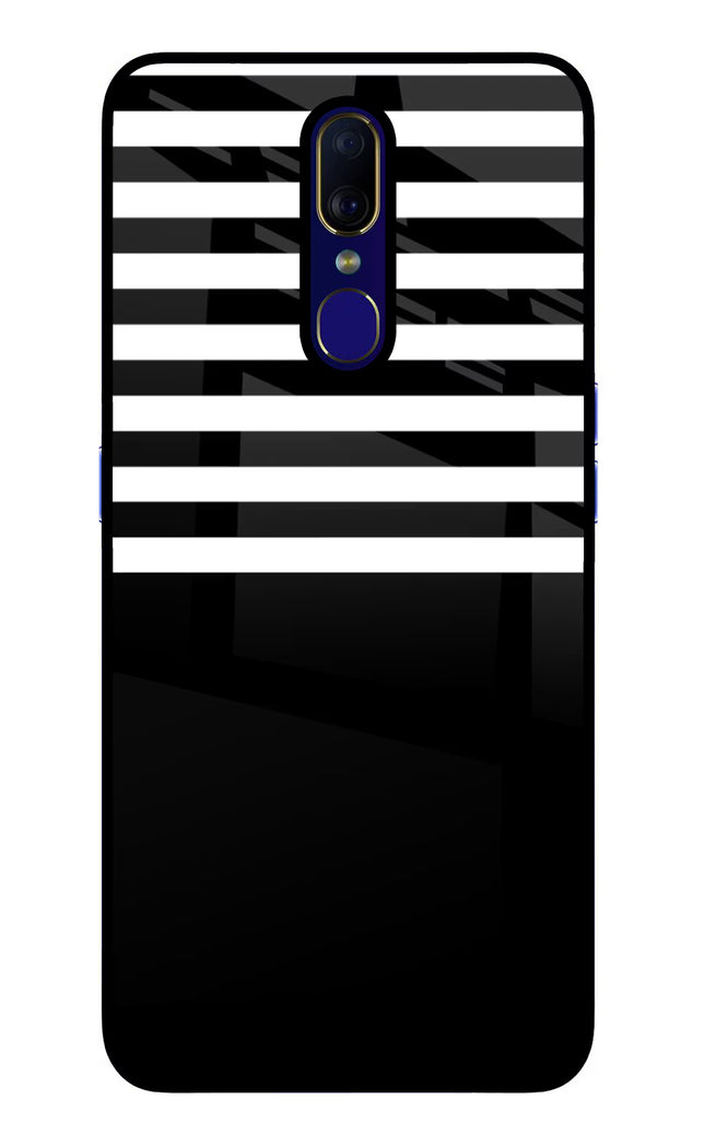 Black and White Print Oppo F11 Glass Case Back Cover by Casekaro