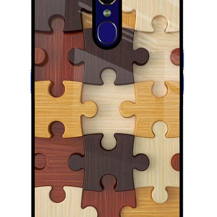 Wooden Puzzle Oppo F11 Glass Case Back Cover by Casekaro